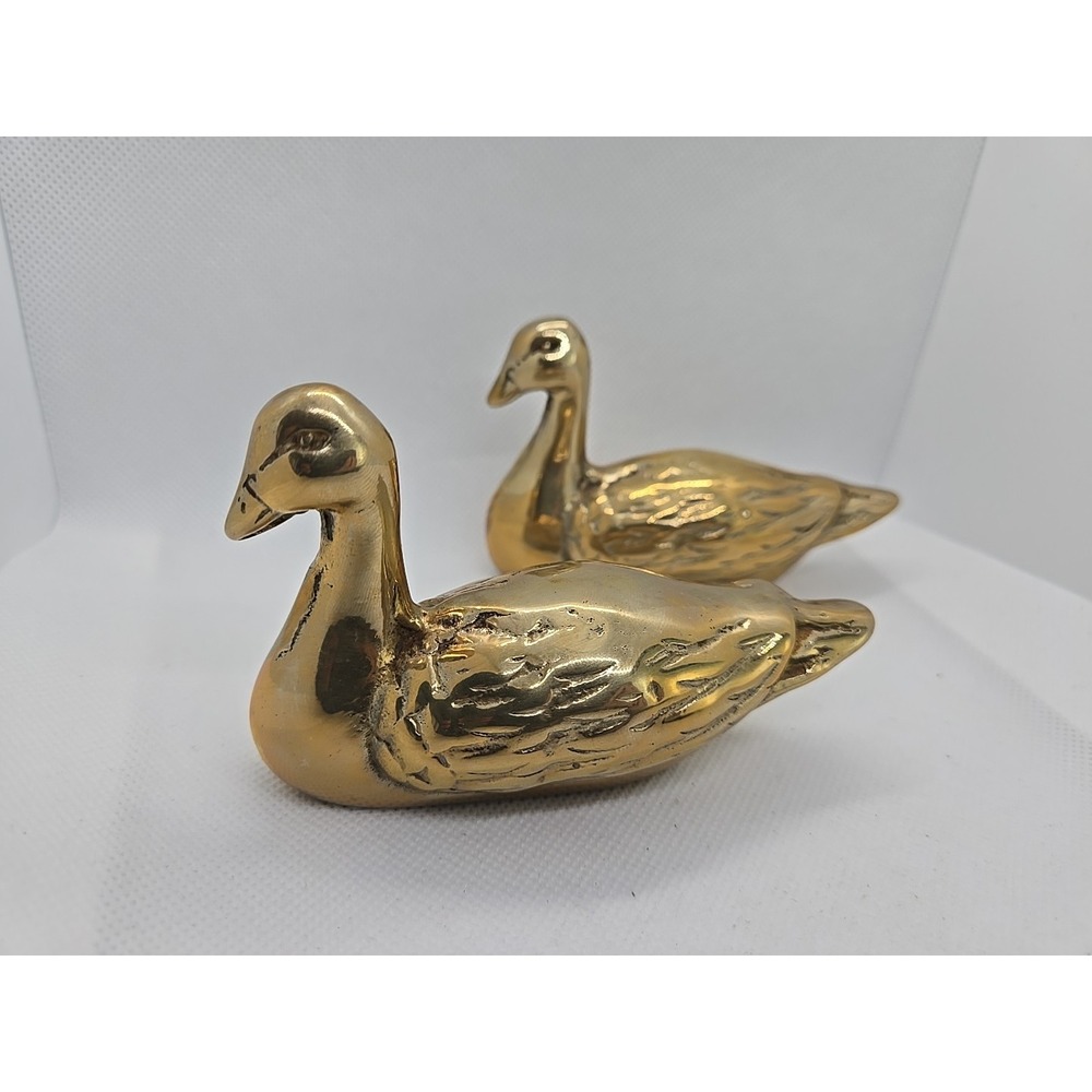 Mid-Century Model Brass Ducks Figurines Duck Pair Vintage Taiwan